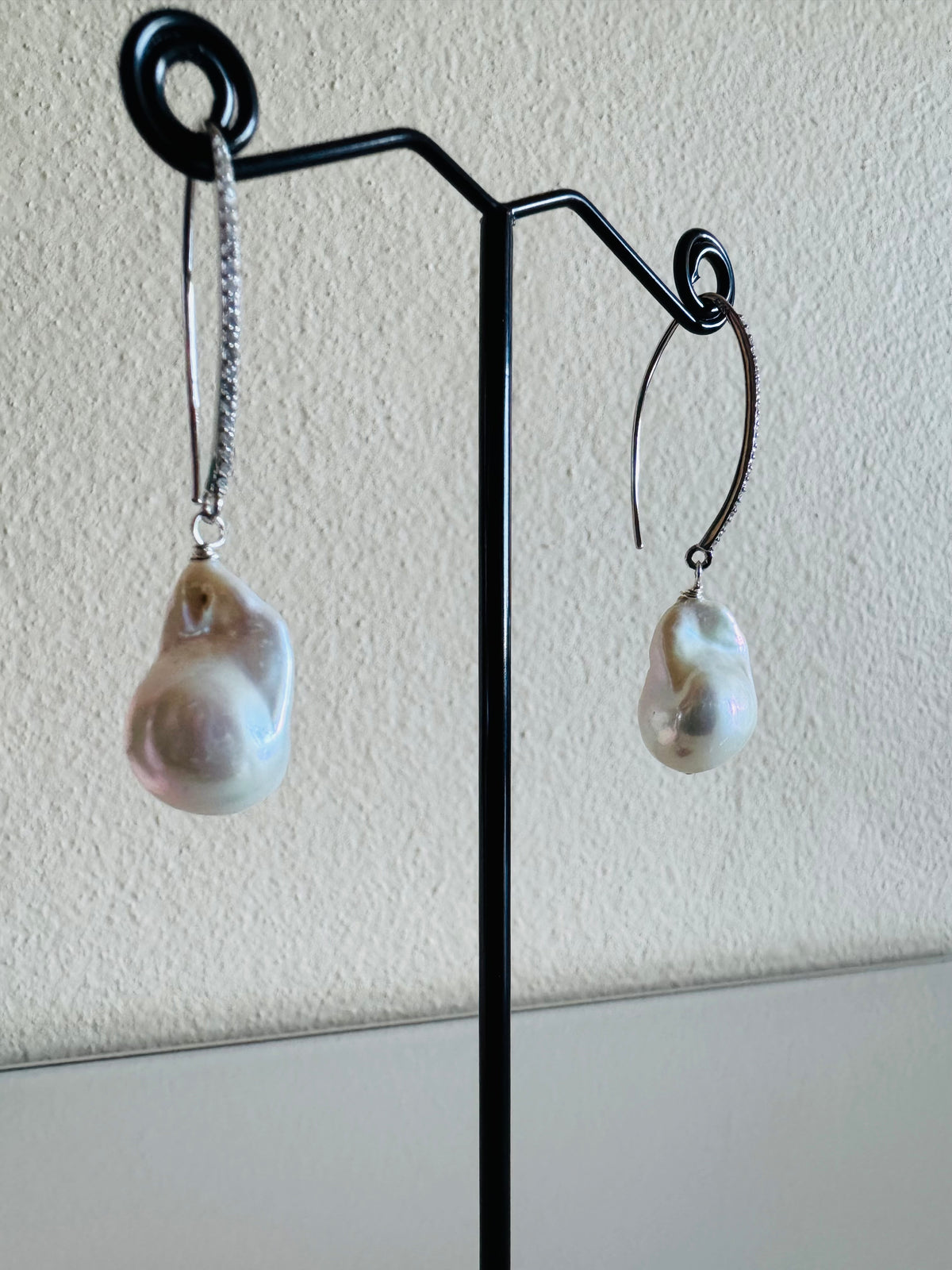 925 Sterling Silver Baroque Pearl Drop Earrings, Rhodium Plated Freshwater Pearl Dangle Earrings, Elegant Bridal Jewellery, Anniversary Gift