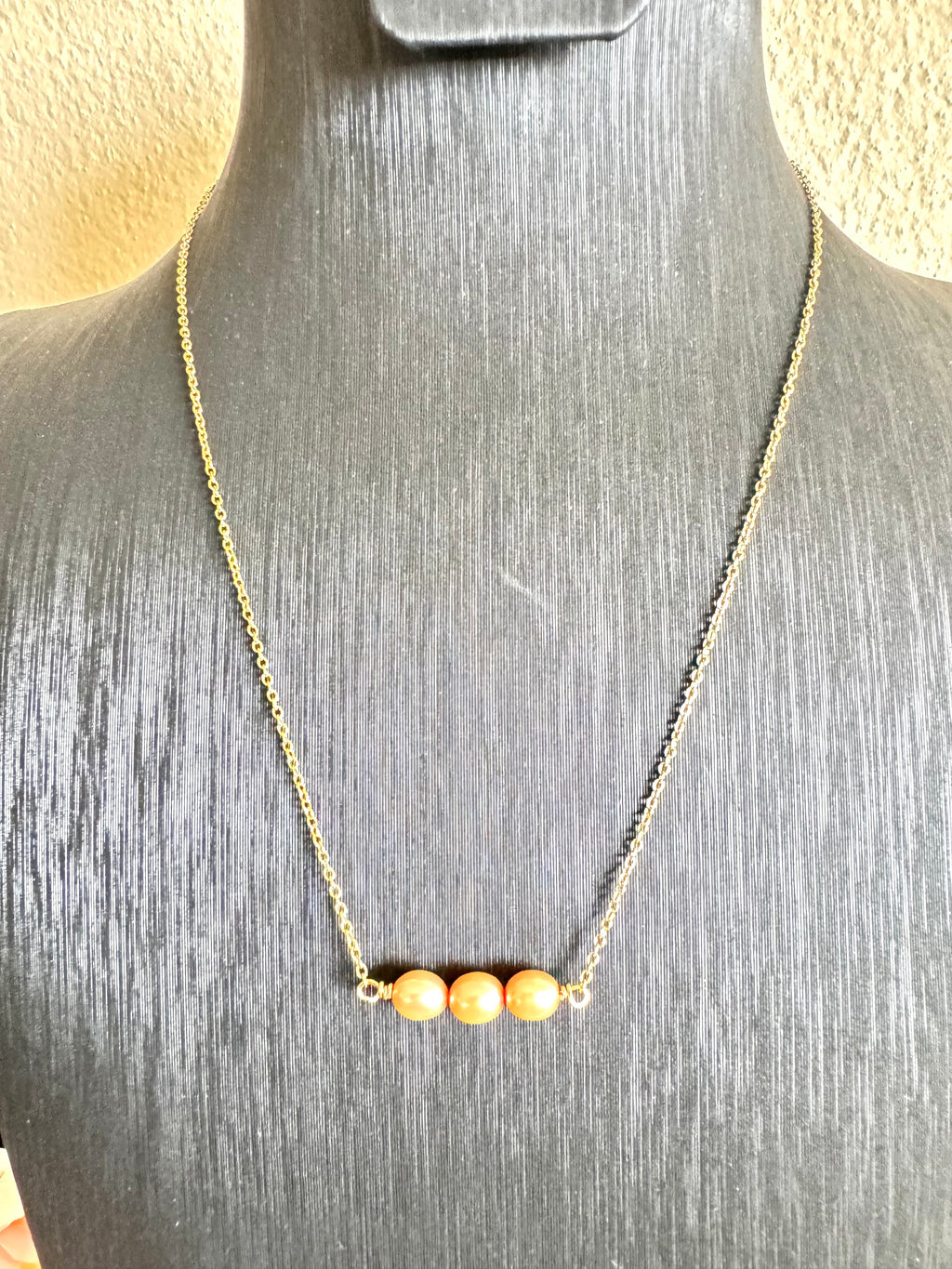 Freshwater golden pearl necklace with stainless gold chains(Tarnish free & water proof)