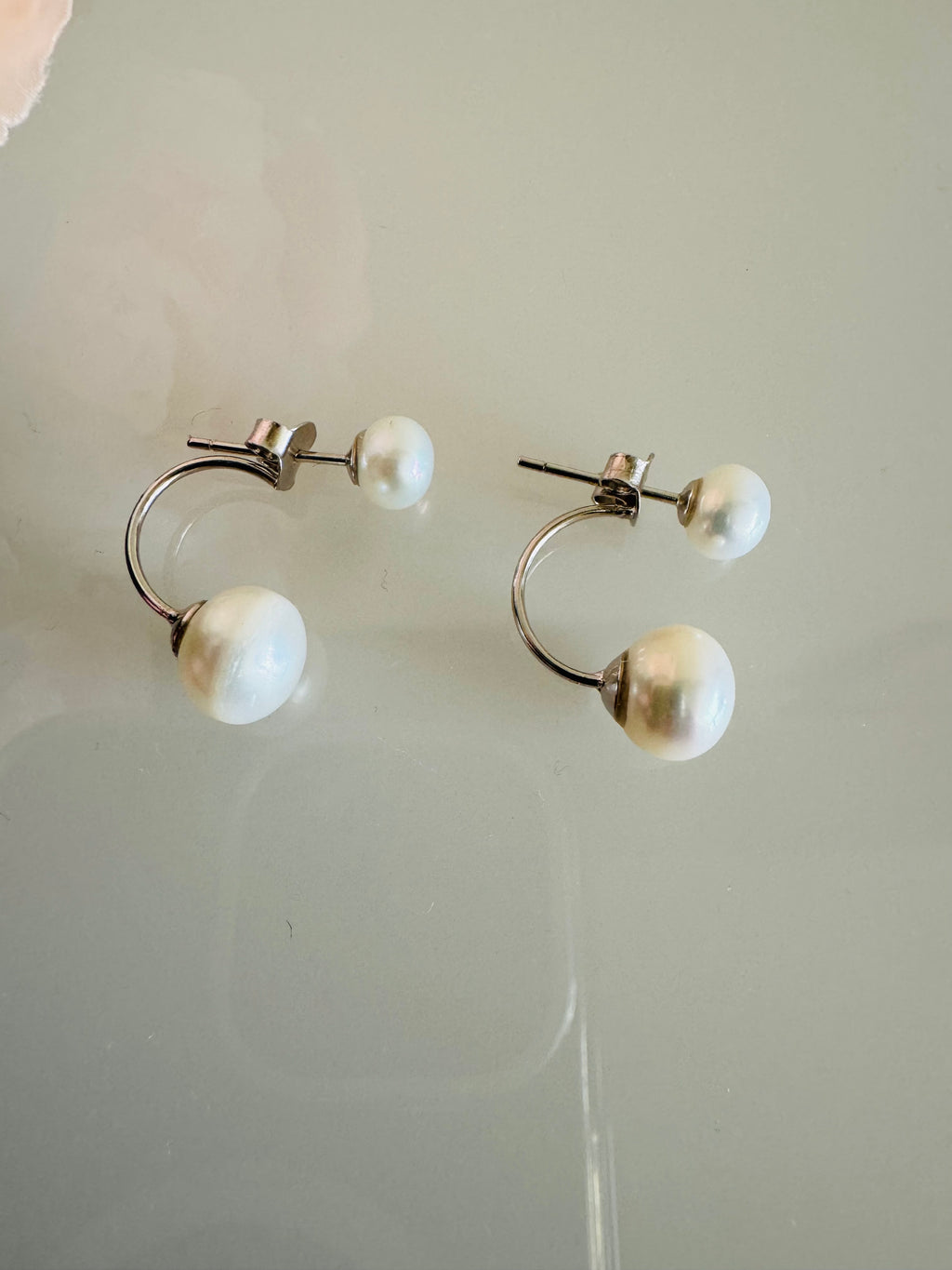 925 Sterling Silver Rhodium Plated Freshwater Pearl Studs Earrings, Elegant Bridal Jewellery, Anniversary Gift