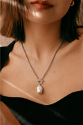 Handmade Freshwater Pearl Dangle Necklace, Surgical Stainless Steel Chain & Toggle, Tarnish Free Waterproof Jewellery, Minimalist