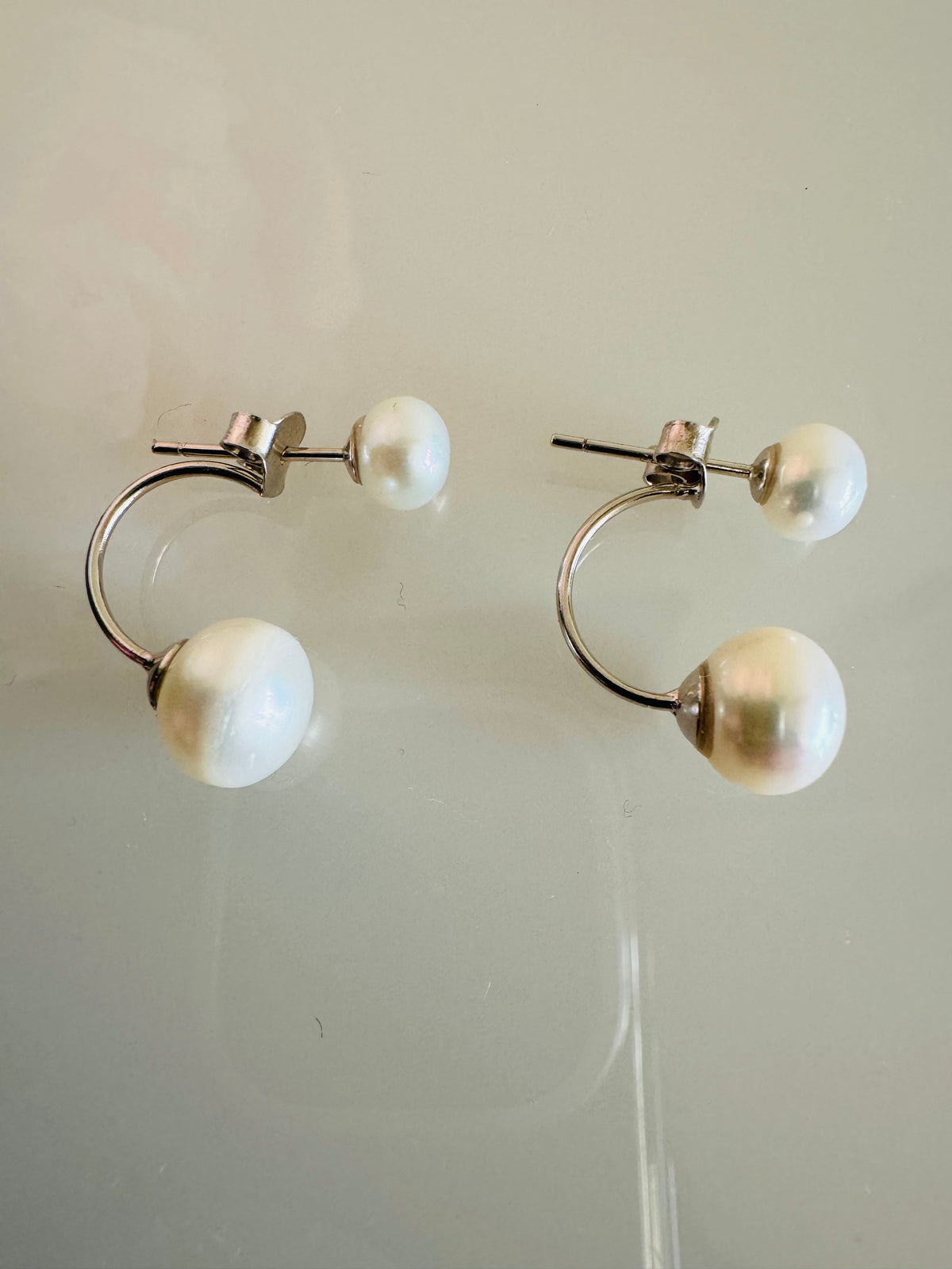925 Sterling Silver Rhodium Plated Freshwater Pearl Studs Earrings, Elegant Bridal Jewellery, Anniversary Gift
