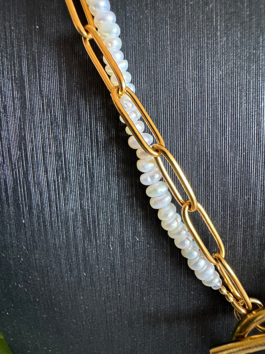 Large Rectangular Baroque Pearl Pendant Necklace, Surgical Stainless Gold Toggle Clasp and Chain, Freshwater Mini Pearls, Handmade Sydney