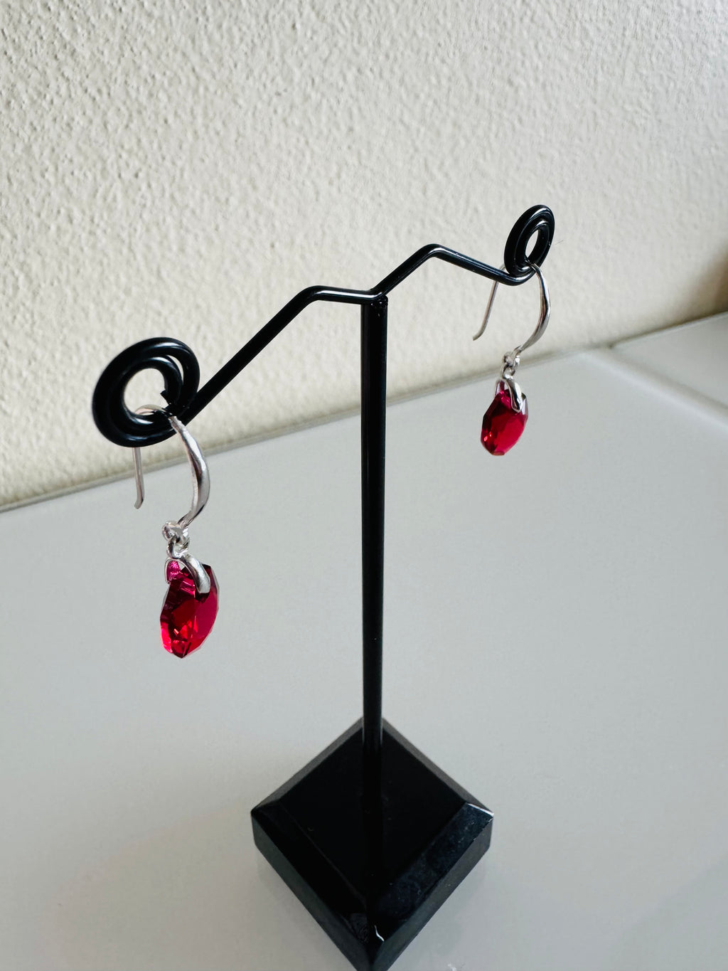 Swarovski Crystal Drop Earrings, Sterling Silver Dangle Earrings, Handmade Australian Jewellery, Red Crystal Earrings, Gift for Her