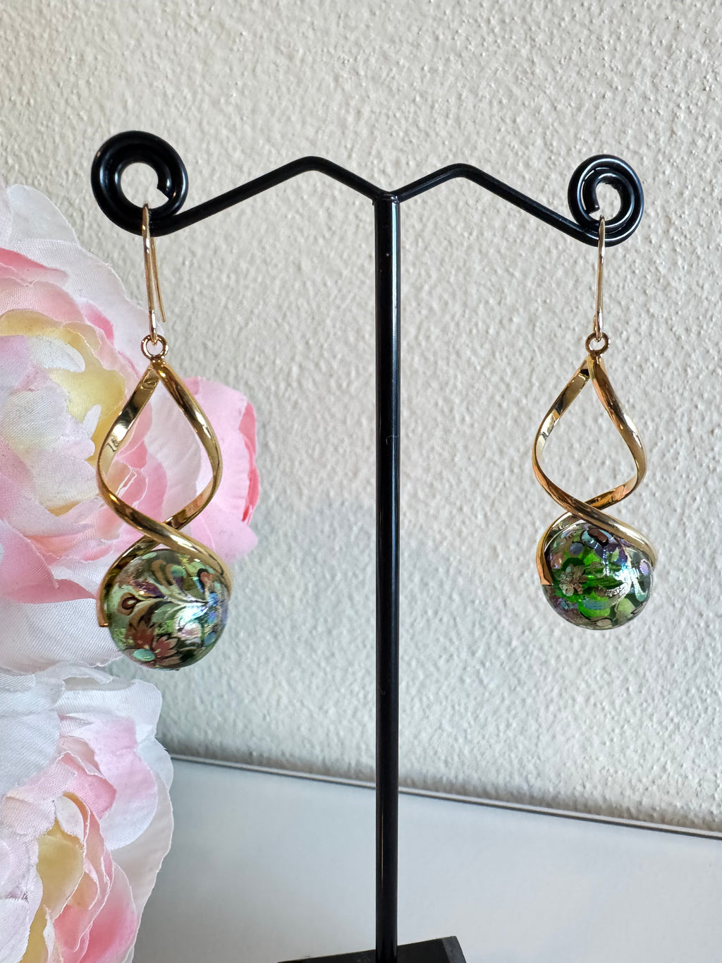 Japanese tensha beads earrings with surgical stainless steel hooks