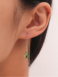 Swarovski Crystal Drop Earrings, Surgical Stainless Gold Dangle Chain Earrings, Handmade Australian Jewellery, Peridot Green Colour