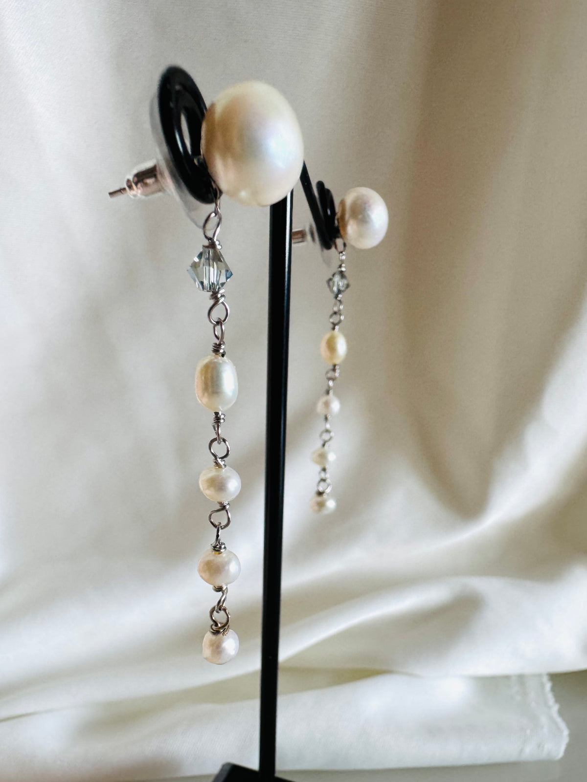 925 Silver Pearl Stud Earrings with Stainless Steel Body & Removable Jackets, Minimalist Dainty Double-Sided Earrings, Gift for Her