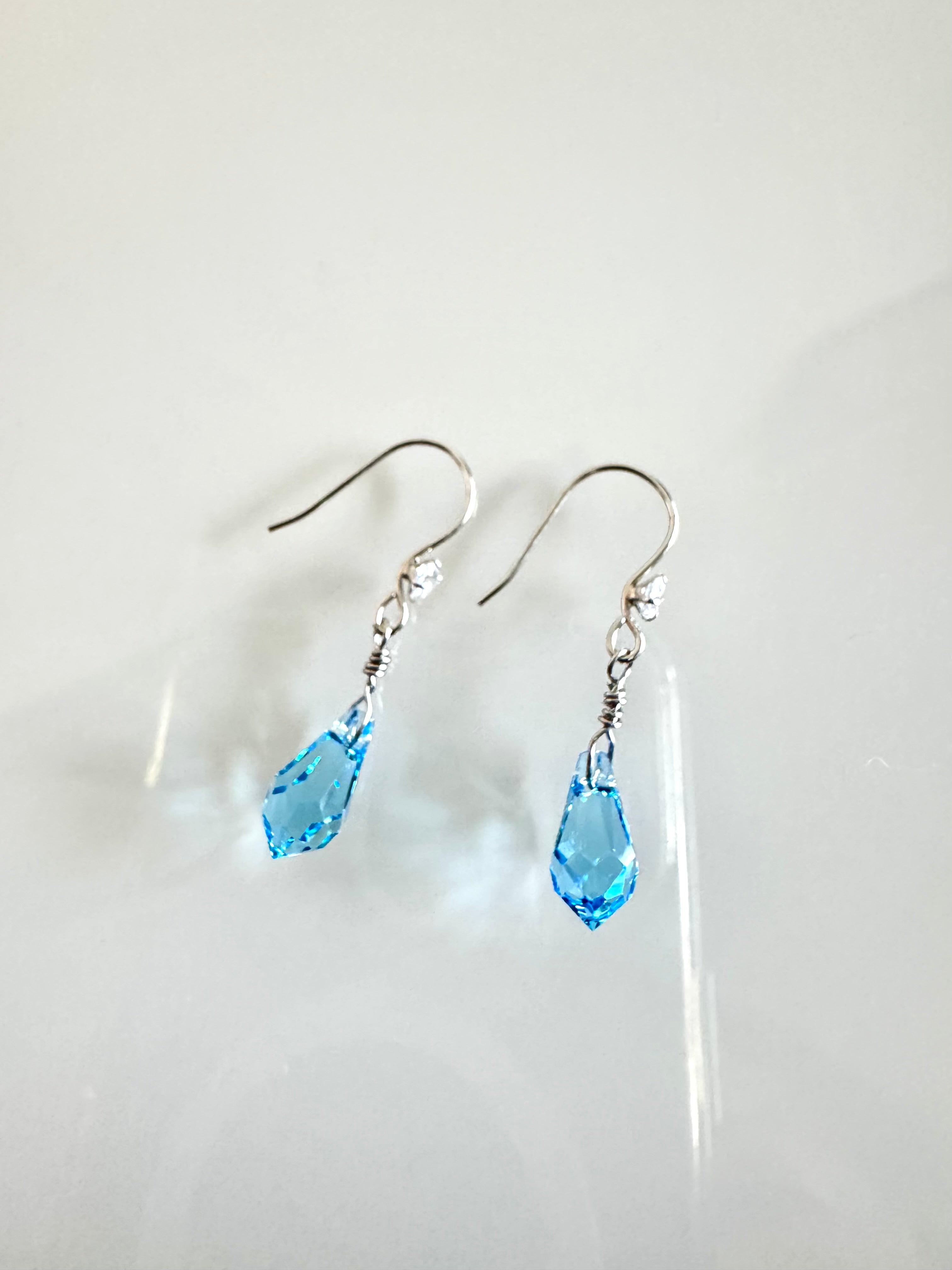 Sterling silver Swarovski elements crystal earring hooks with stainless settings
