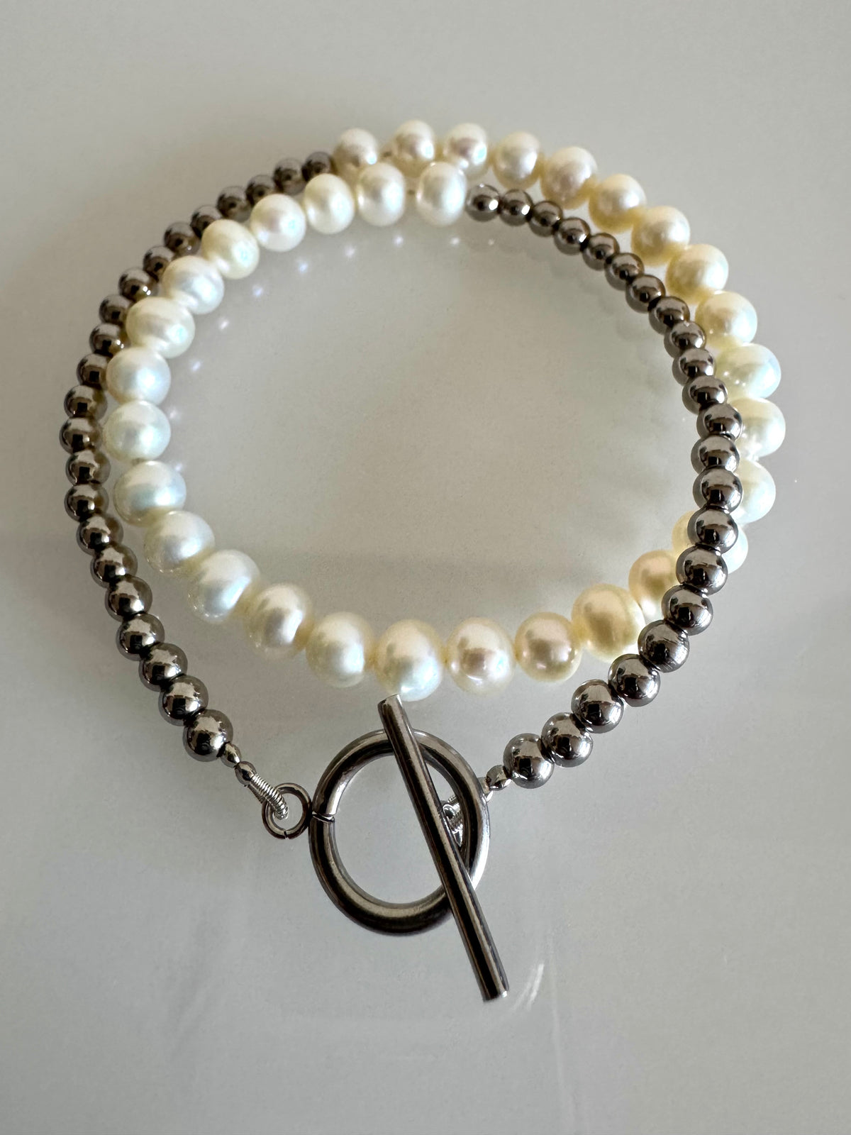 Freshwater Pearl Wrapping Bracelet, Real Pearl Jewellery, Waterproof Surgical Stainless Beads & Toggle Clasps, Gift for Her