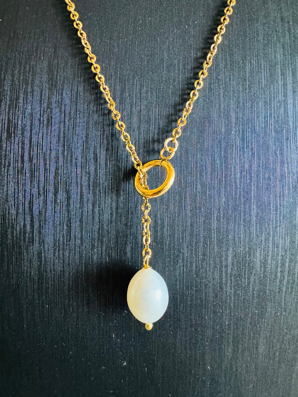 Handmade Freshwater Pearl Necklace, Gold Surgical Stainless Steel Chain Choker, Tarnish Free, Waterproof Necklace, Minimalist Dangle Jewelry