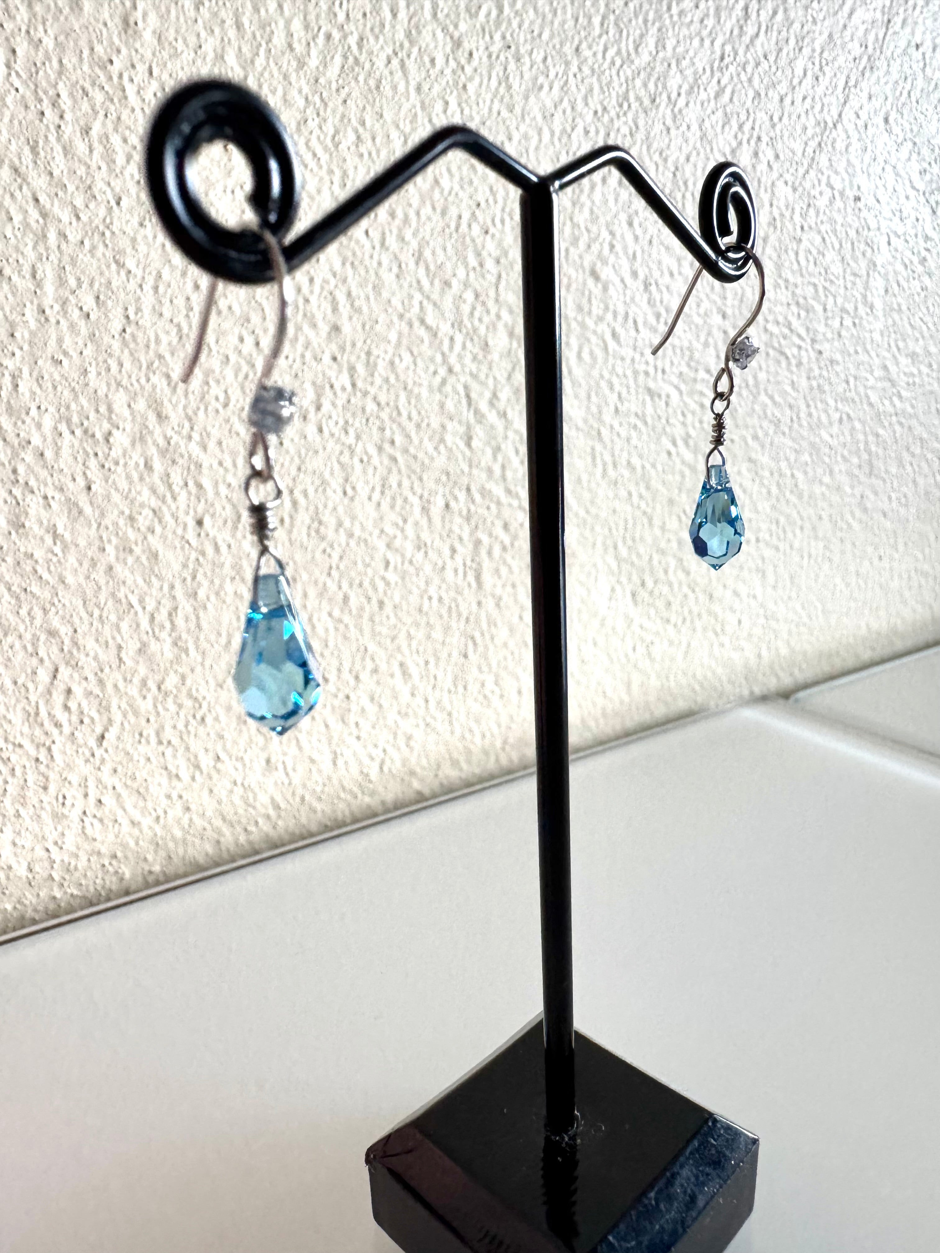 Sterling silver Swarovski elements crystal earring hooks with stainless settings