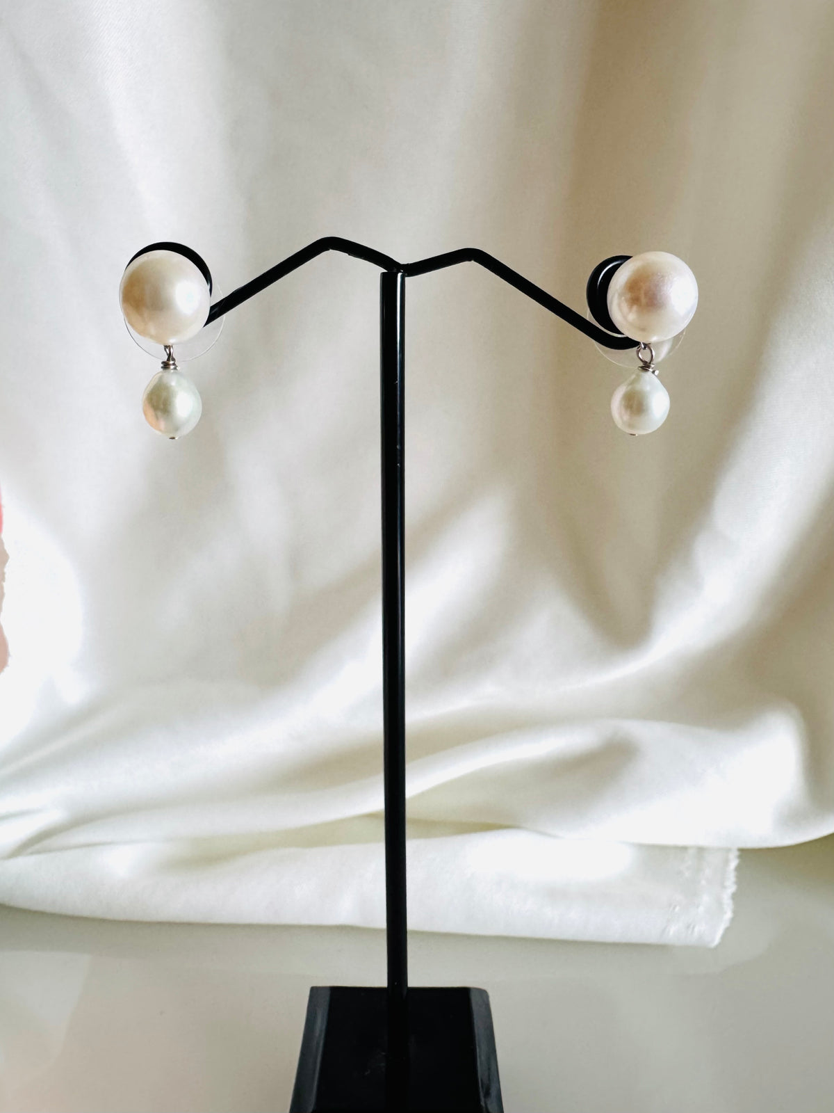 925 Silver Pearl Stud Earrings with Stainless Steel Body & Removable Jackets, Minimalist Dainty Double-Sided Earrings, Gift for Her