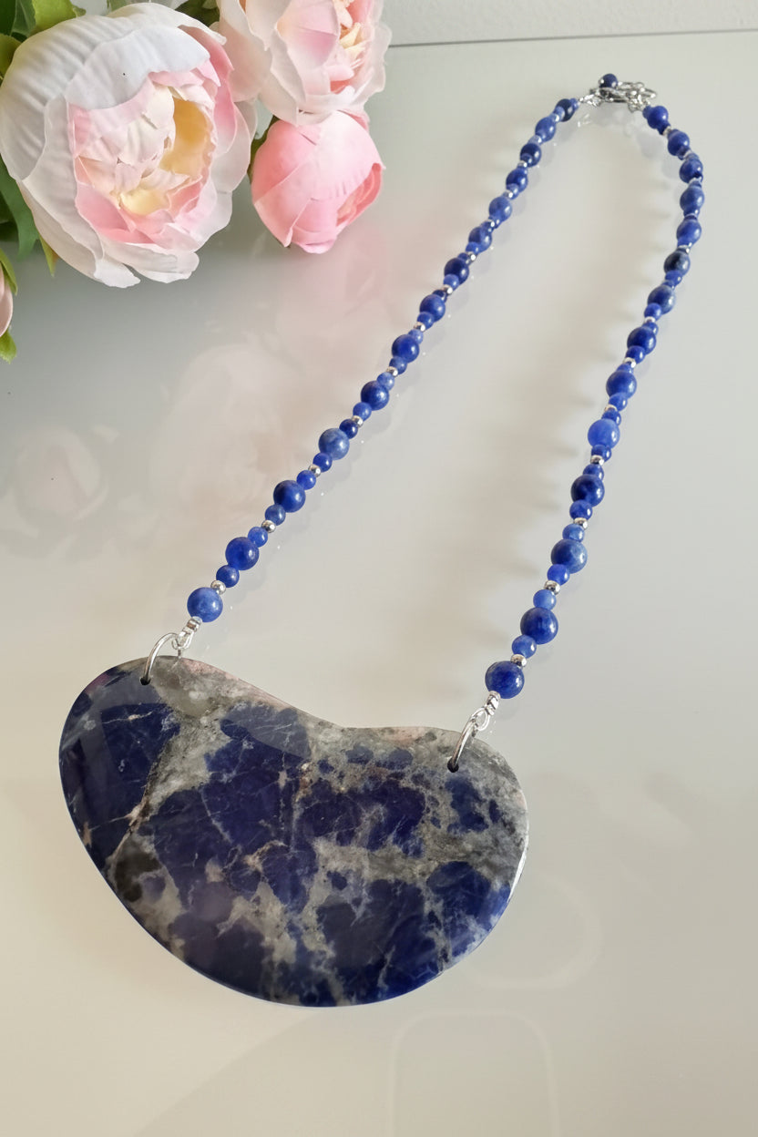 Sodalite necklace with stainless settings(Tarnish free)