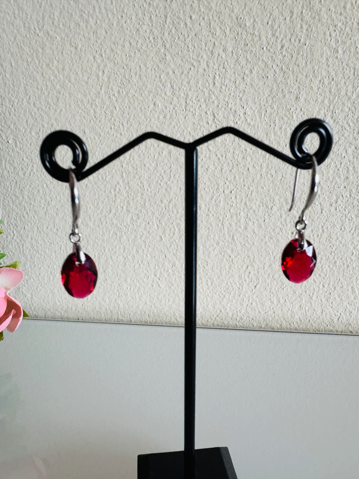 Swarovski Crystal Drop Earrings, Sterling Silver Dangle Earrings, Handmade Australian Jewellery, Red Crystal Earrings, Gift for Her