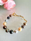 Multiple colour freshwater pearl bracelet with stainless gold clasps(Tarnish free & water proof)
