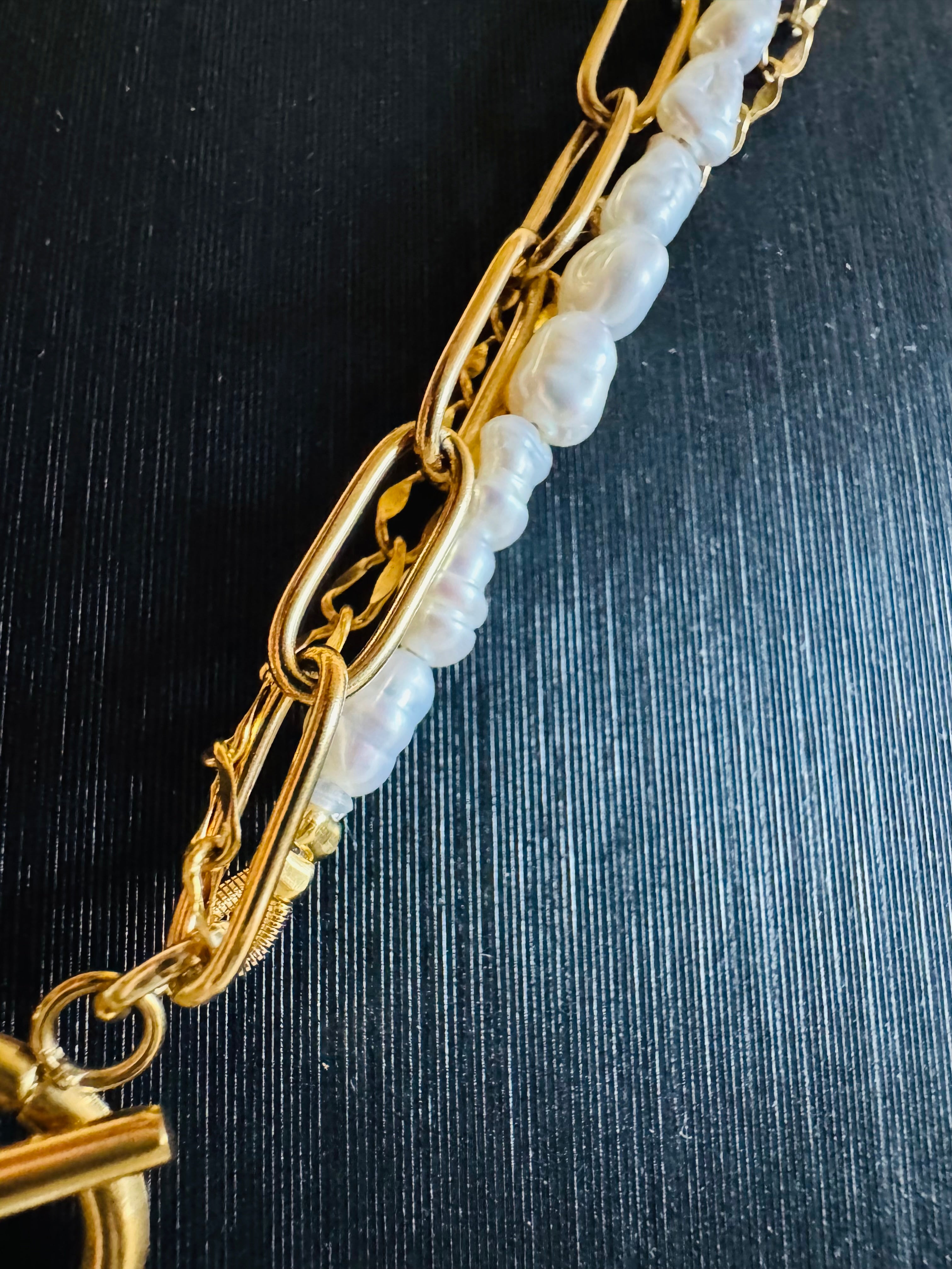 Large Flat Baroque Pearl Pendant with Surgical Stainless Chains, Genuine Natural pearl Necklace, Tarnish Free, Handcrafted in Australia