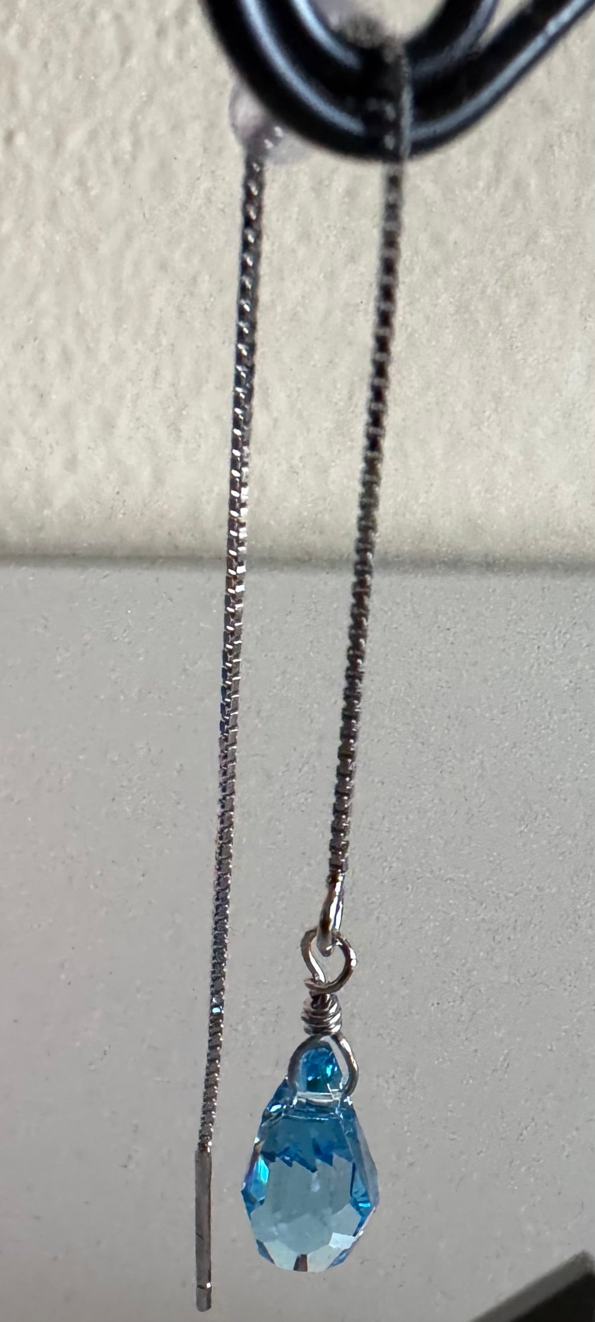 Swarovski Crystal Drop Earrings, Sterling Silver Aqua Blue Dangle Chain Earrings, Handmade Australian Jewellery, Rodium Plated Silver
