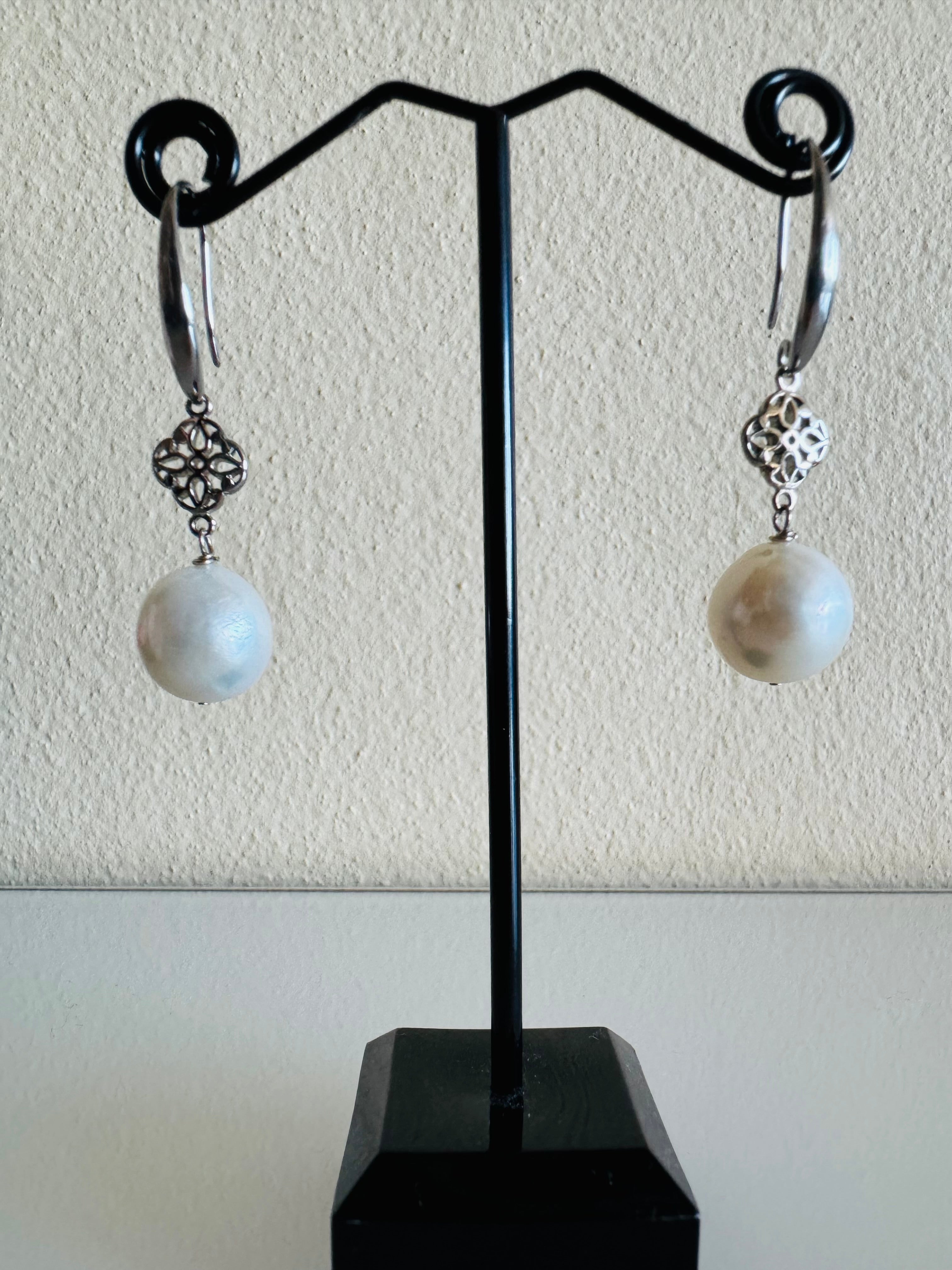 Freshwater Roundish Pearl Drop Earrings With Surgical Stainless Hooks, Dangle, Elegant Bridal Jewellery, Anniversary Gift, 13mm Pearl