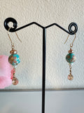 Japanese tensha beads and freshwater pearls earrings with surgical stainless gold hooks (Tarnish free)