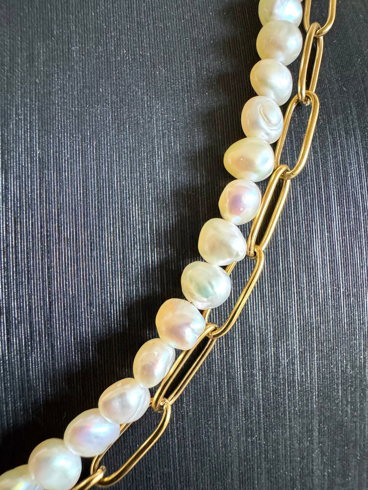Long Freshwater Pearl Necklace With Surgical Stainless Steel Gold Chain Necklace, 3 Ways wearable Necklace, Handmade Australia, Gift for Her