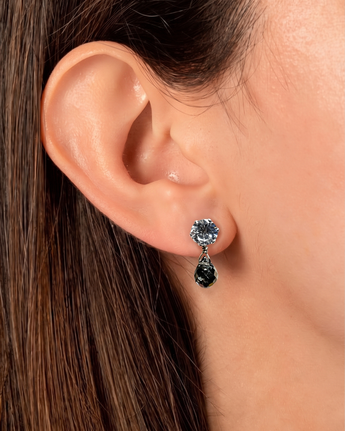 Surgical Stainless Cubic Zirconia Studs Earrings with & Removable 3 Jackets, Minimalist Dainty Double-Sided Earrings, Gift for Her