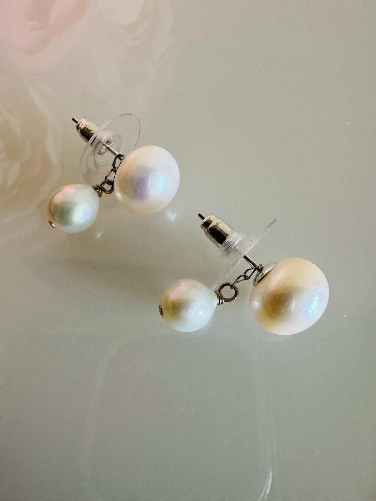 925 Silver Pearl Stud Earrings with Stainless Steel Body & Removable Jackets, Minimalist Dainty Double-Sided Earrings, Gift for Her