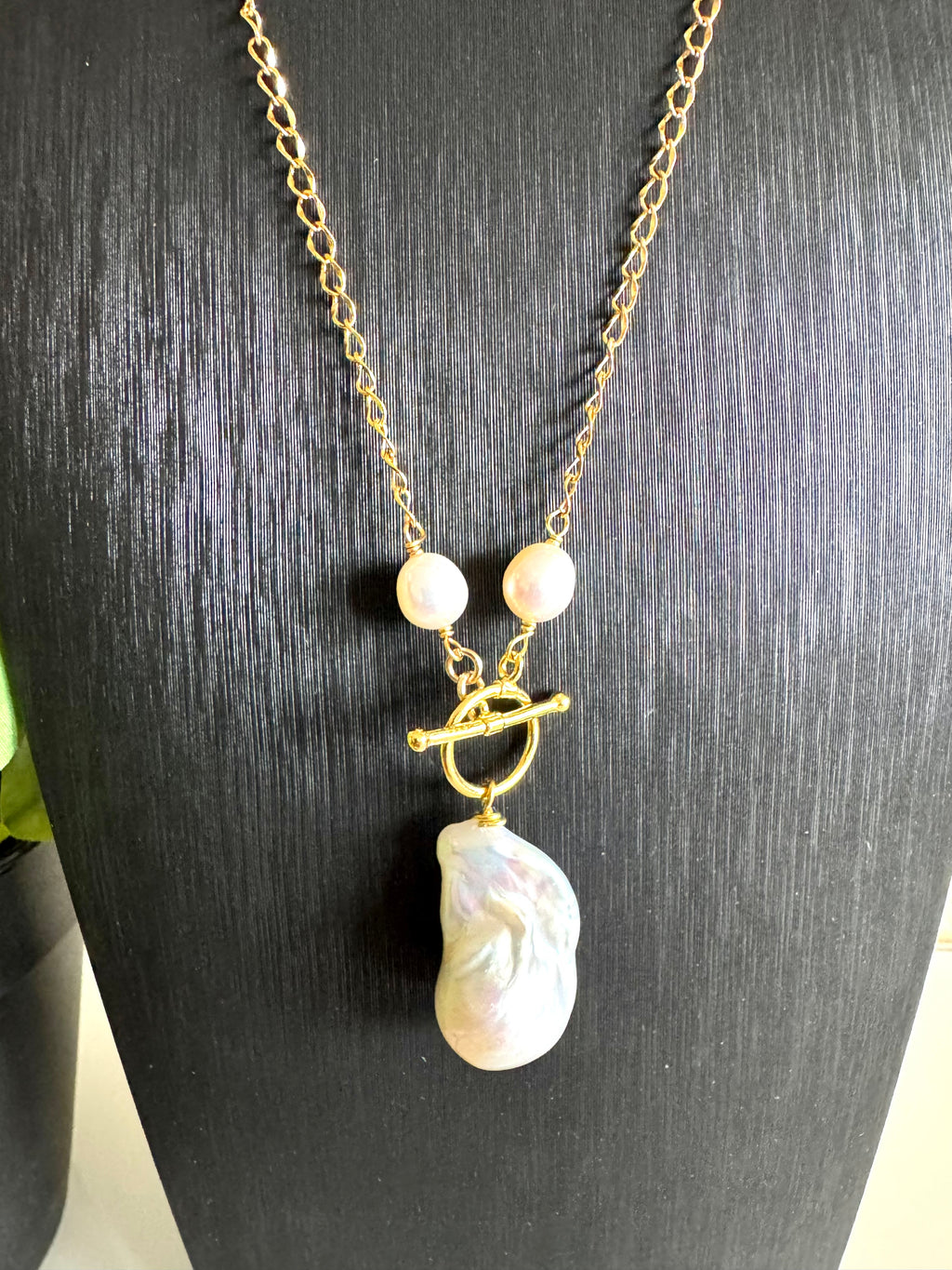 Freshwater baroque pearl necklace with stainless gold chain(Tarnish free & water proof)