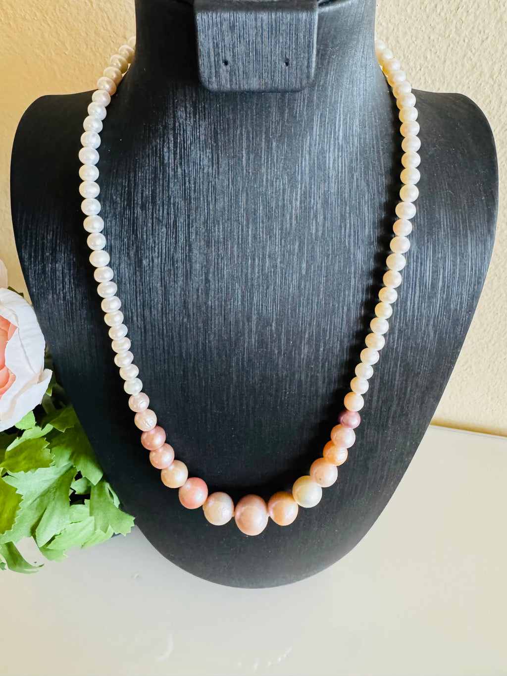 Natural Multiple Pink colours and White Freshwater Pearl Necklace, Surgical Stainless clasps, Handmade Australia