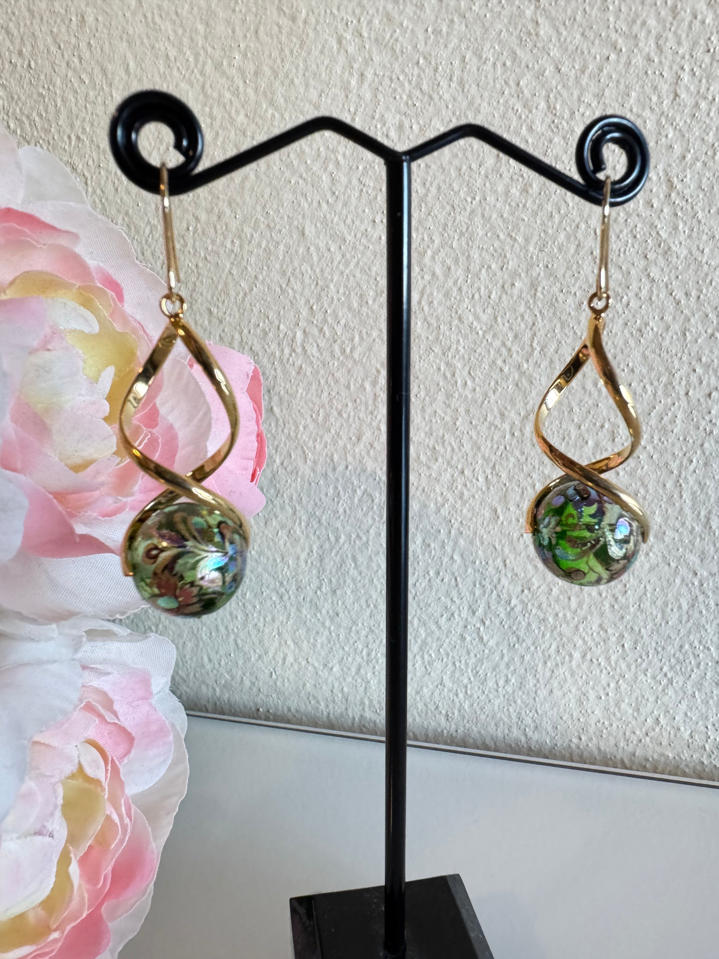 Japanese tensha beads earrings with surgical stainless steel hooks