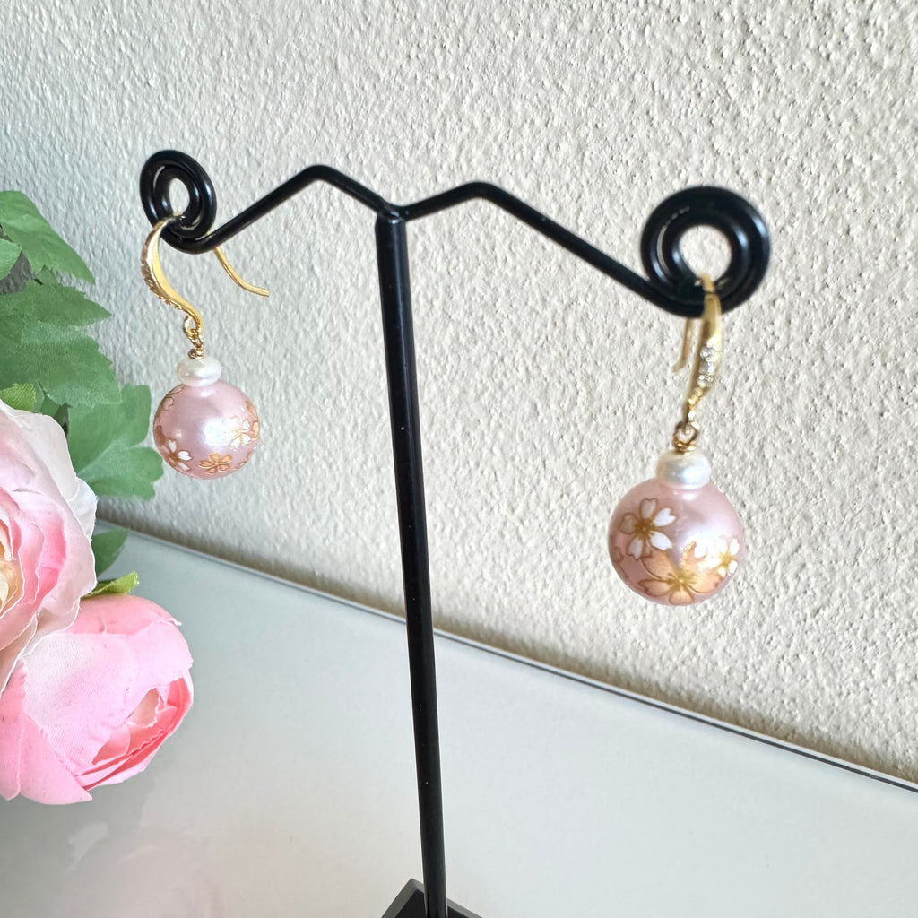 Sterling silver Japanese tensha beads and freshwater pearl earrings