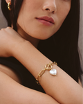 Heart Shaped Freshwater Pearl Bracelet With Stainless Gold Chains and Clasps