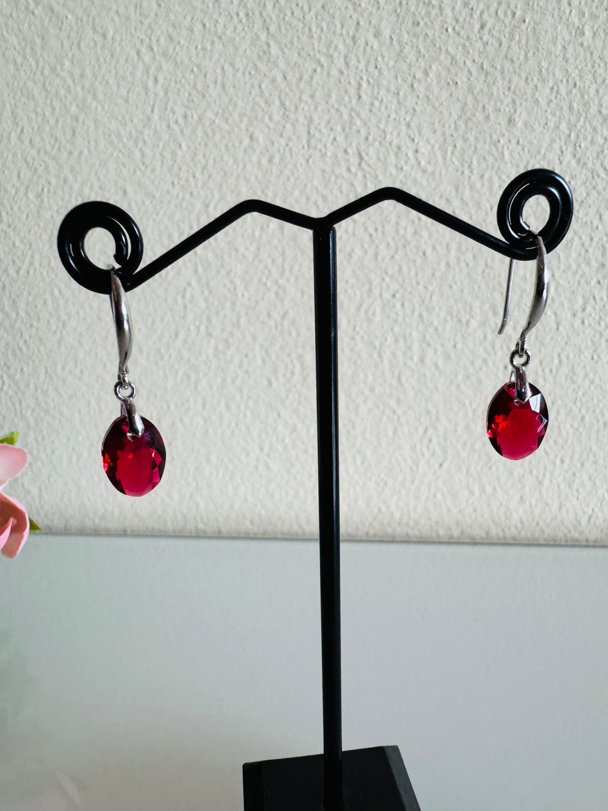 Swarovski Crystal Drop Earrings, Sterling Silver Dangle Earrings, Handmade Australian Jewellery, Red Crystal Earrings, Gift for Her