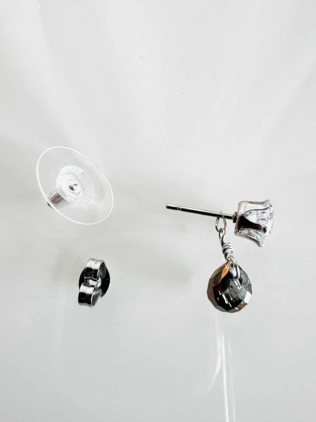 Surgical Stainless Cubic Zirconia Studs Earrings with & Removable 3 Jackets, Minimalist Dainty Double-Sided Earrings, Gift for Her