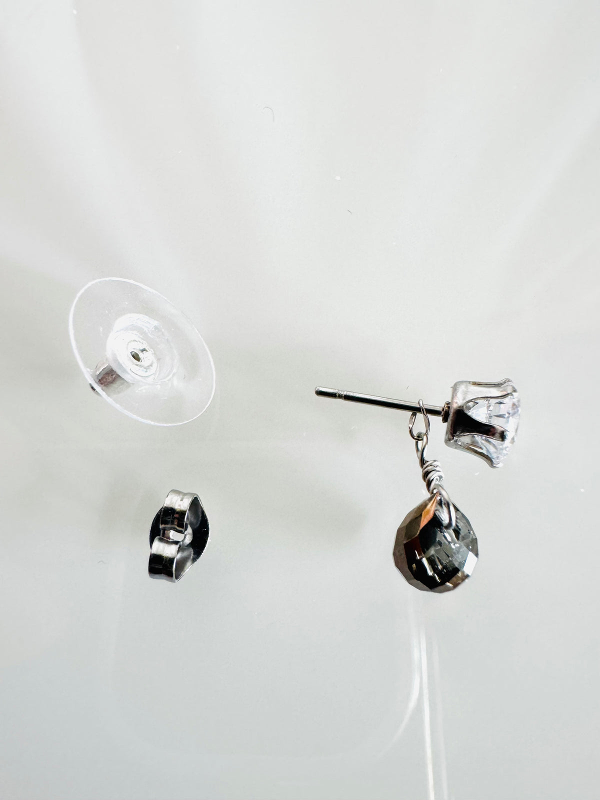 Surgical Stainless Cubic Zirconia Studs Earrings with & Removable 3 Jackets, Minimalist Dainty Double-Sided Earrings, Gift for Her