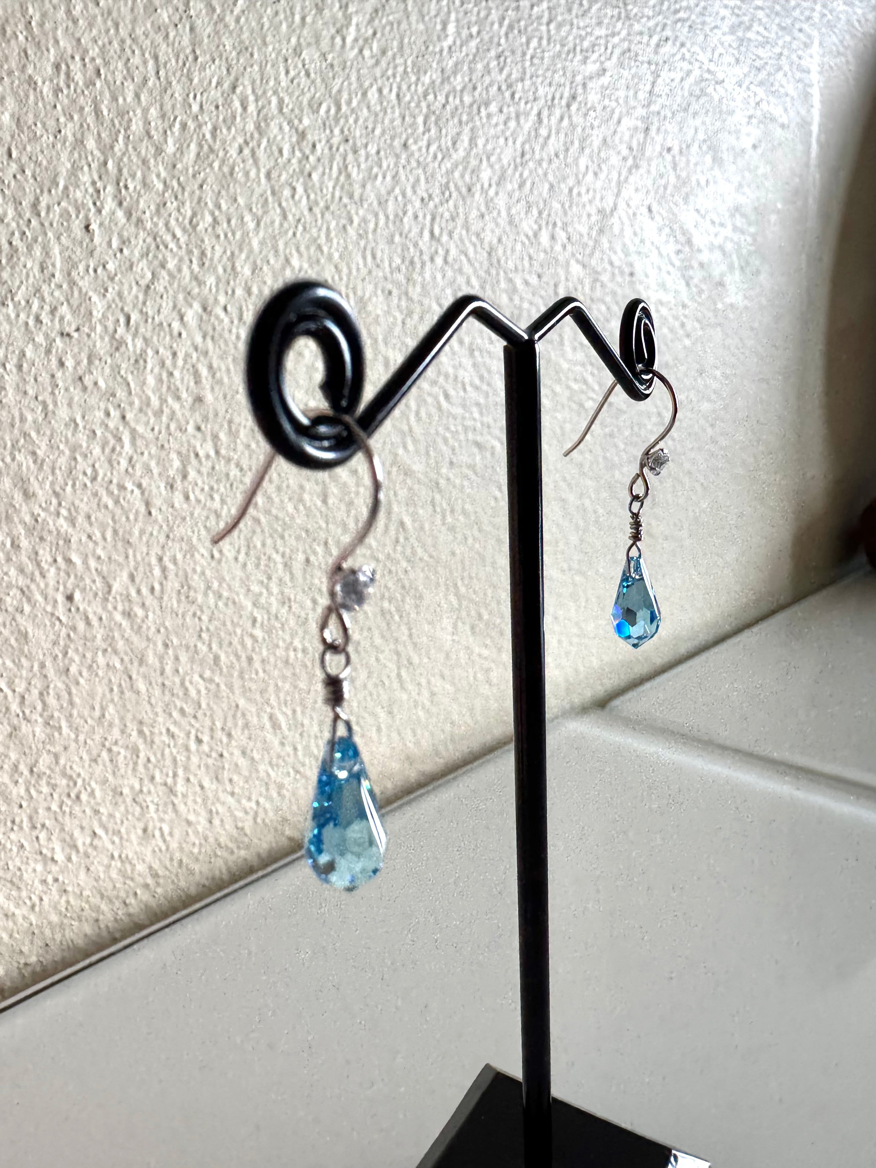 Sterling silver Swarovski elements crystal earring hooks with stainless settings