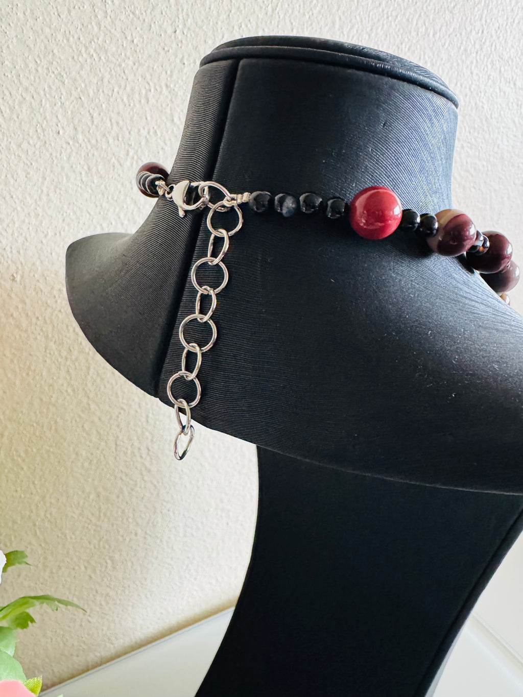 Mookaite Jasper and Red Shell Pearl Necklace, Surgical Stainless Steel Clasp, Tarnish Resistant Brass Chain, Gift for Her, Handmade Sydney
