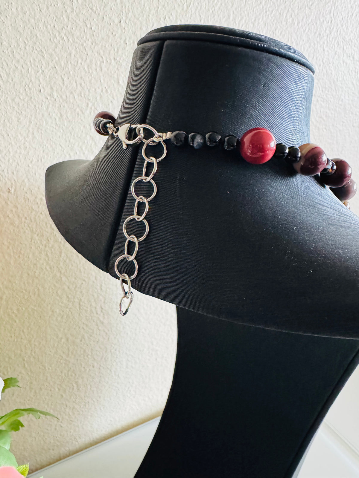 Mookaite Jasper and Red Shell Pearl Necklace, Surgical Stainless Steel Clasp, Tarnish Resistant Brass Chain, Gift for Her, Handmade Sydney