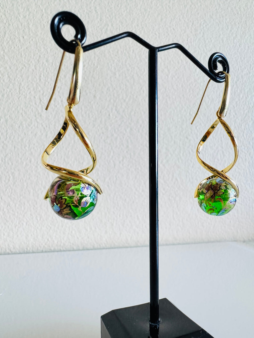 Japanese Tensha Beads Earrings with Surgical Gold Stainless Steel Hooks