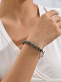 Freshwater Black Pearl Bracelet With Surgical Stainless Chains