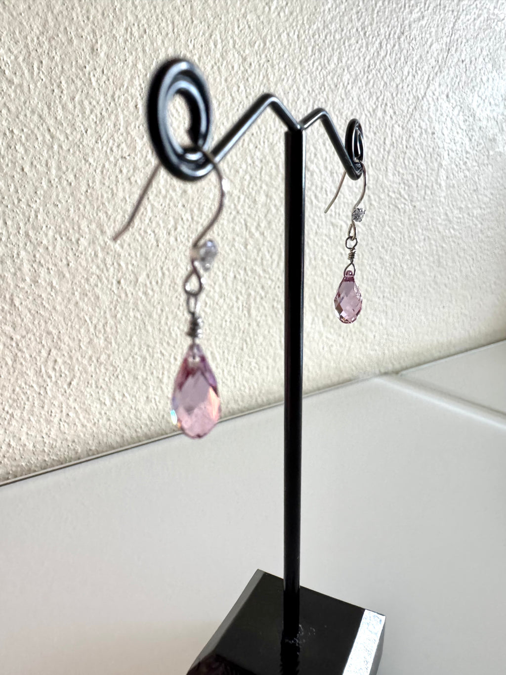 Sterling silver Swarovski elements crystal earring hooks with stainless settings