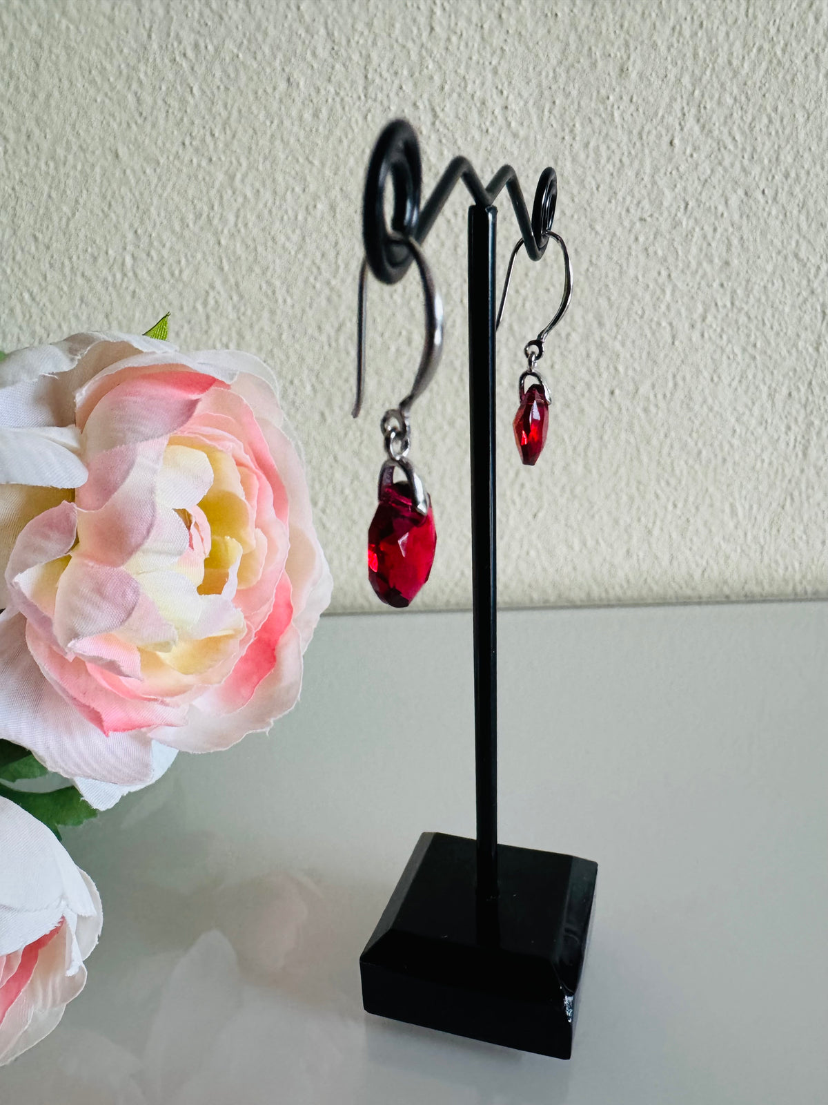 Swarovski Crystal Drop Earrings, Sterling Silver Dangle Earrings, Handmade Australian Jewellery, Red Crystal Earrings, Gift for Her