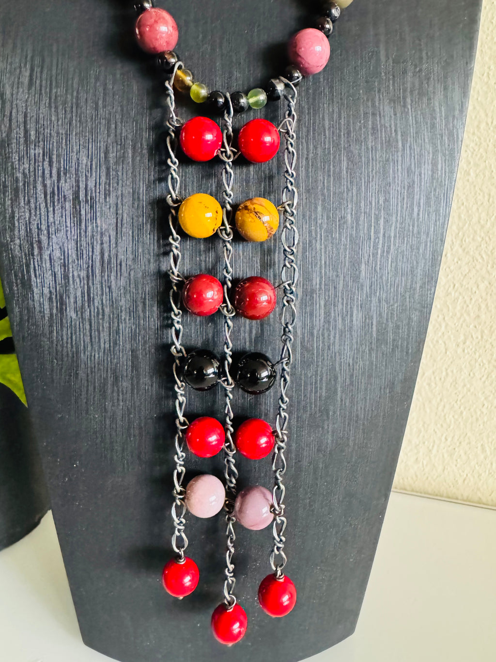 Mookaite Jasper and Red Shell Pearl Necklace, Surgical Stainless Steel Clasp, Tarnish Resistant Brass Chain, Gift for Her, Handmade Sydney