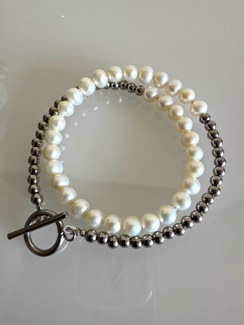 Freshwater Pearl Wrapping Bracelet, Real Pearl Jewellery, Waterproof Surgical Stainless Beads & Toggle Clasps, Gift for Her