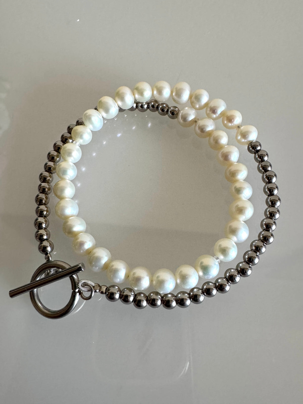 Freshwater Pearl Wrapping Bracelet, Real Pearl Jewellery, Waterproof Surgical Stainless Beads & Toggle Clasps, Gift for Her