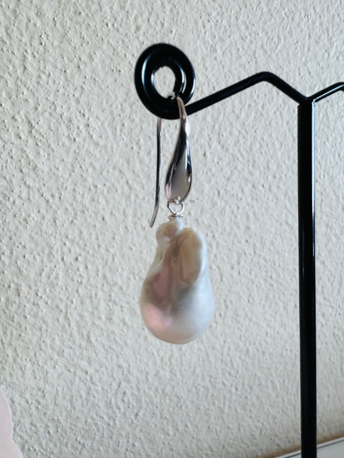 925 Sterling Silver Rhodium Plated Freshwater Pearl Drop Earrings, Large Baroque Dangle, Elegant Bridal Jewellery, Anniversary Gift