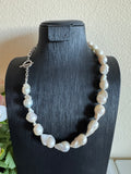 Freshwater baroque pearl necklace with stainless clasps and chains