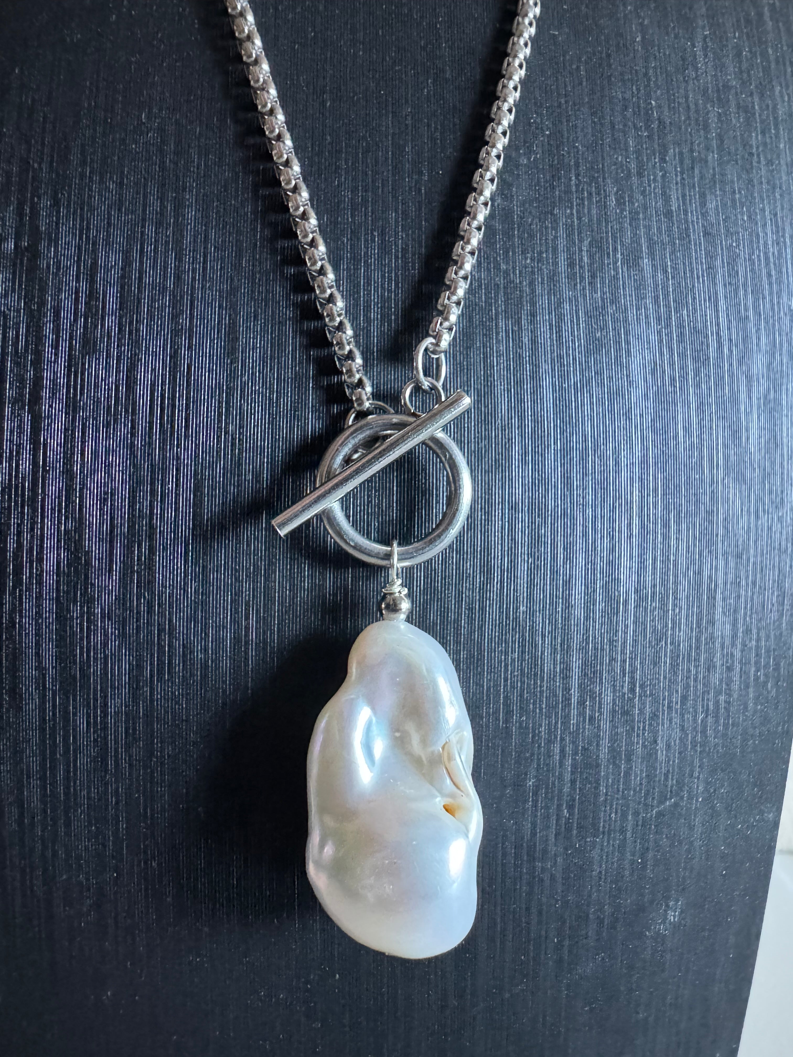 Natural freshwater baroque pearl necklace with stainless chain(Tarnish free & water proof)