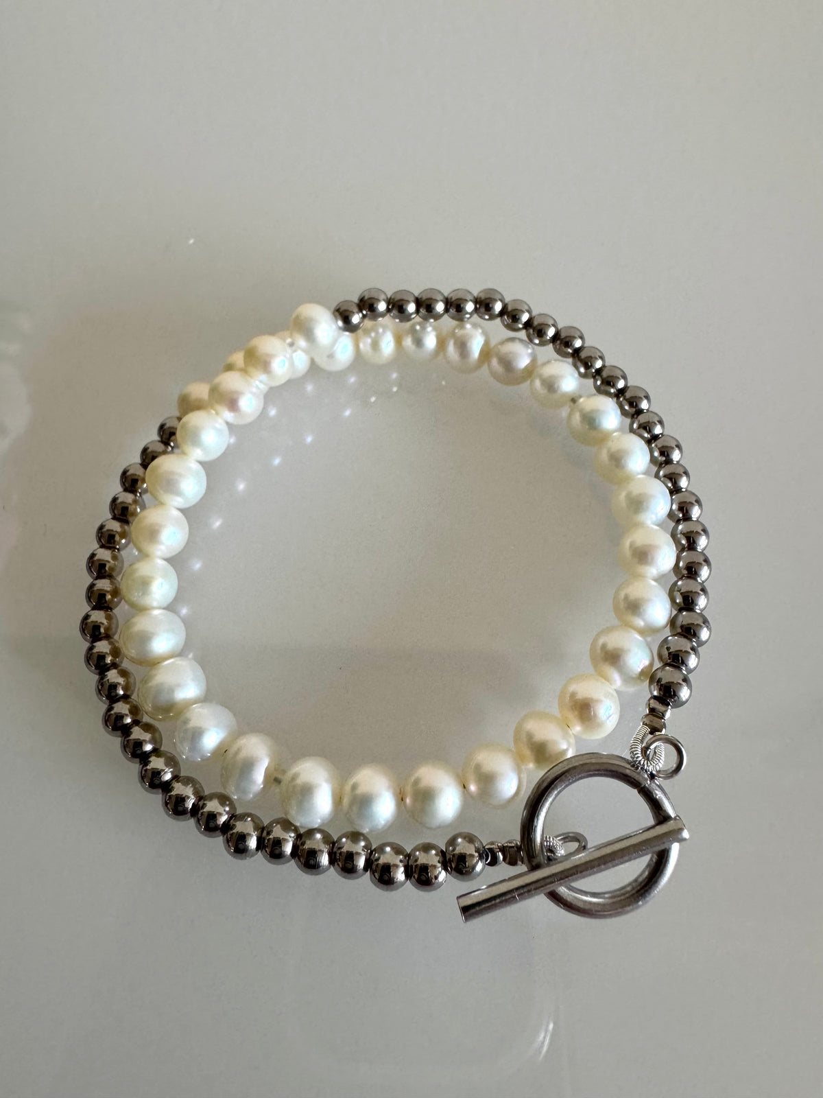 Freshwater Pearl Wrapping Bracelet, Real Pearl Jewellery, Waterproof Surgical Stainless Beads & Toggle Clasps, Gift for Her