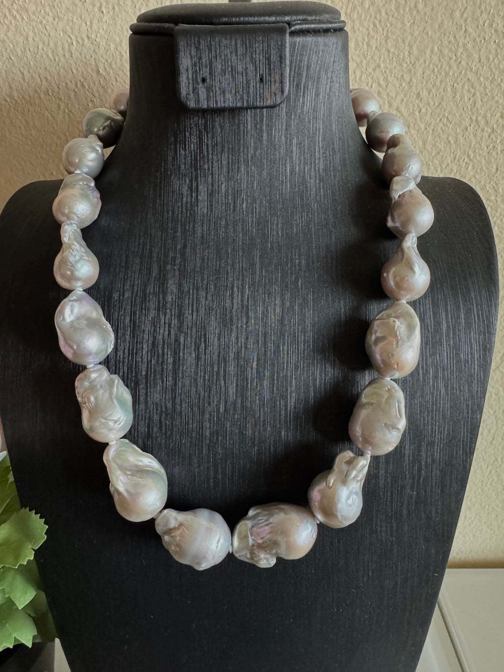 Large Grey Colour Baroque Pearl Necklace, 925 Sterling Silver Puch Clasp, Genuine Pearl Jewelry, Handcrafted in Australia, Exclusive Gift
