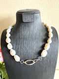 Sterling silver freshwater baroque pearl necklace