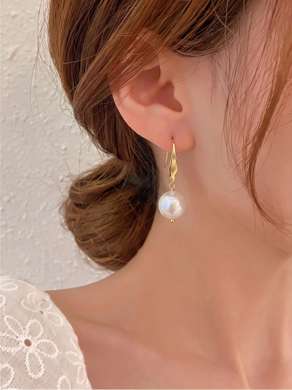 Freshwater Off Round Pearl Drop Earrings, Surgical Stainless Gold Dangle Earrings, Handmade Australian Jewellery, Gift For Her